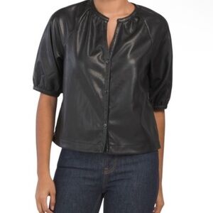 Avec Les Filles Black Faux Leather Shirt